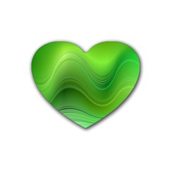 Green Wave Background Abstract Heart Coaster (4 pack) 