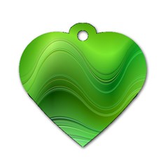 Green Wave Background Abstract Dog Tag Heart (Two Sides)