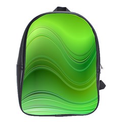 Green Wave Background Abstract School Bag (Large)