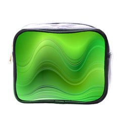 Green Wave Background Abstract Mini Toiletries Bags