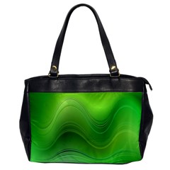 Green Wave Background Abstract Office Handbags by BangZart