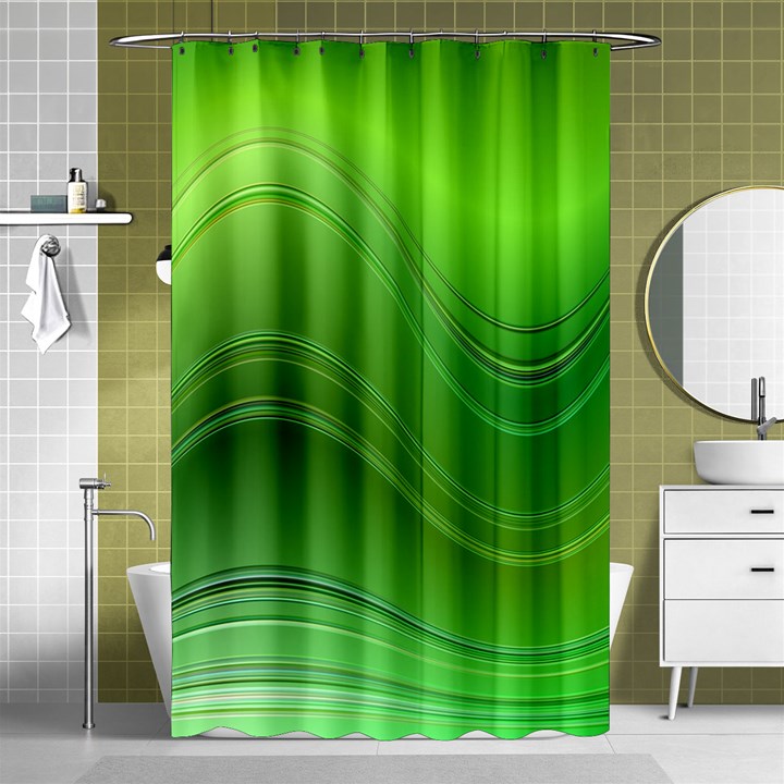 Green Wave Background Abstract Shower Curtain 48  x 72  (Small) 