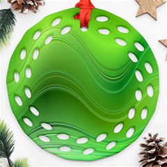 Green Wave Background Abstract Ornament (Round Filigree)