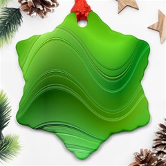 Green Wave Background Abstract Snowflake Ornament (Two Sides)