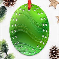 Green Wave Background Abstract Ornament (Oval Filigree)