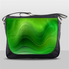 Green Wave Background Abstract Messenger Bags