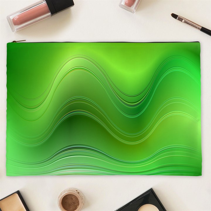 Green Wave Background Abstract Cosmetic Bag (XXL) 