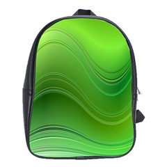 Green Wave Background Abstract School Bag (XL)