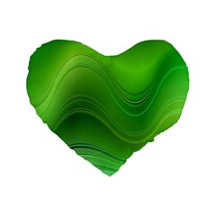 Green Wave Background Abstract Standard 16  Premium Heart Shape Cushions