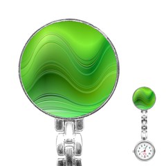 Green Wave Background Abstract Stainless Steel Nurses Watch