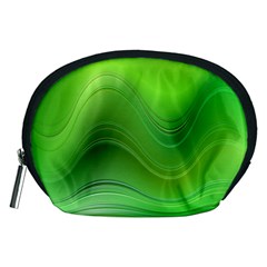 Green Wave Background Abstract Accessory Pouches (Medium) 