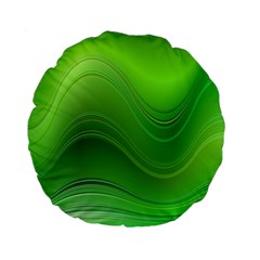 Green Wave Background Abstract Standard 15  Premium Flano Round Cushions