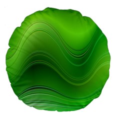 Green Wave Background Abstract Large 18  Premium Flano Round Cushions