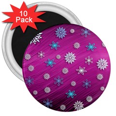 Snowflakes 3d Random Overlay 3  Magnets (10 Pack)  by BangZart