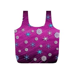 Snowflakes 3d Random Overlay Full Print Recycle Bags (s)  by BangZart