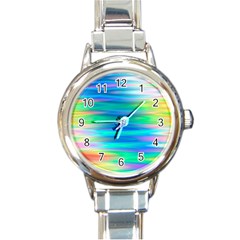 Wave Rainbow Bright Texture Round Italian Charm Watch by BangZart