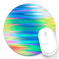 Wave Rainbow Bright Texture Round Mousepads by BangZart