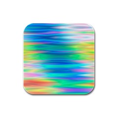 Wave Rainbow Bright Texture Rubber Square Coaster (4 Pack)  by BangZart