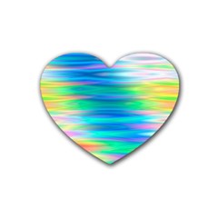 Wave Rainbow Bright Texture Rubber Coaster (heart)  by BangZart