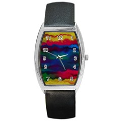 Watercolour Color Background Barrel Style Metal Watch by BangZart