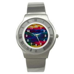 Watercolour Color Background Stainless Steel Watch by BangZart