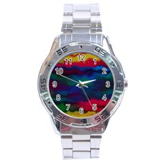 Watercolour Color Background Stainless Steel Analogue Watch by BangZart