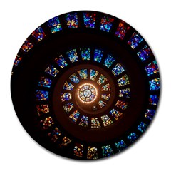 Stained Glass Spiral Circle Pattern Round Mousepads by BangZart