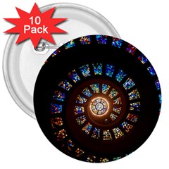 Stained Glass Spiral Circle Pattern 3  Buttons (10 Pack)  by BangZart