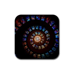 Stained Glass Spiral Circle Pattern Rubber Coaster (square)  by BangZart