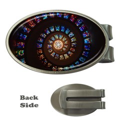 Stained Glass Spiral Circle Pattern Money Clips (oval) 