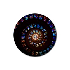 Stained Glass Spiral Circle Pattern Rubber Round Coaster (4 Pack)  by BangZart