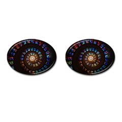 Stained Glass Spiral Circle Pattern Cufflinks (oval) by BangZart