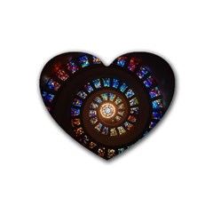 Stained Glass Spiral Circle Pattern Rubber Coaster (heart)  by BangZart