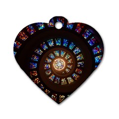 Stained Glass Spiral Circle Pattern Dog Tag Heart (two Sides) by BangZart