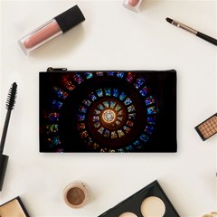 Stained Glass Spiral Circle Pattern Cosmetic Bag (small)  by BangZart