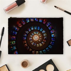 Stained Glass Spiral Circle Pattern Cosmetic Bag (large)  by BangZart