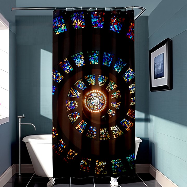 Stained Glass Spiral Circle Pattern Shower Curtain 36  x 72  (Stall) 