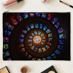 Stained Glass Spiral Circle Pattern Cosmetic Bag (xxxl)  by BangZart