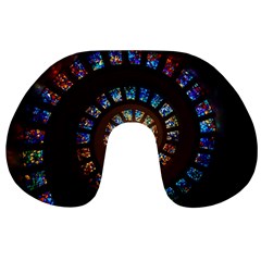 Stained Glass Spiral Circle Pattern Travel Neck Pillows by BangZart