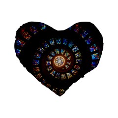 Stained Glass Spiral Circle Pattern Standard 16  Premium Flano Heart Shape Cushions by BangZart