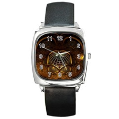 Fractal 3d Render Design Backdrop Square Metal Watch by BangZart