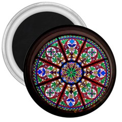 Church Window Window Rosette 3  Magnets by BangZart