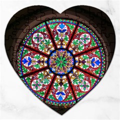 Church Window Window Rosette Jigsaw Puzzle (heart) by BangZart