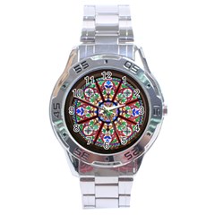 Church Window Window Rosette Stainless Steel Analogue Watch by BangZart