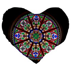 Church Window Window Rosette Large 19  Premium Heart Shape Cushions by BangZart