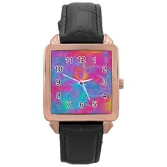 Abstract Fantastic Fractal Gradient Rose Gold Leather Watch  by BangZart