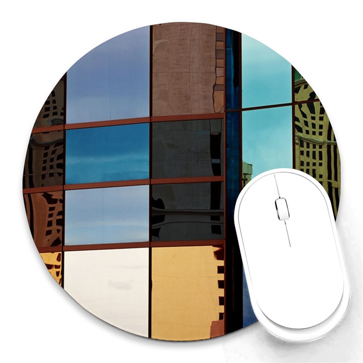 Glass Facade Colorful Architecture Round Mousepads