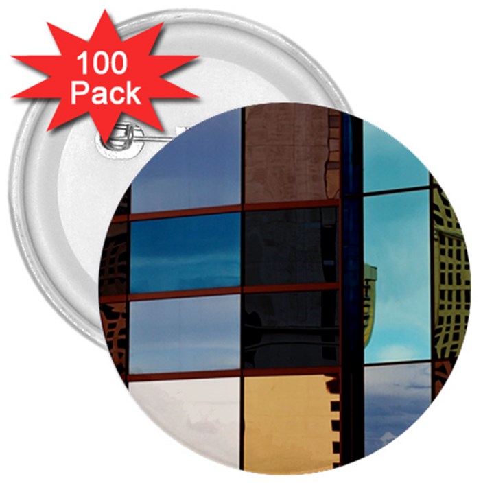 Glass Facade Colorful Architecture 3  Buttons (100 pack) 