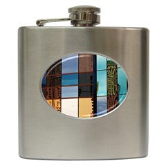 Glass Facade Colorful Architecture Hip Flask (6 Oz) by BangZart