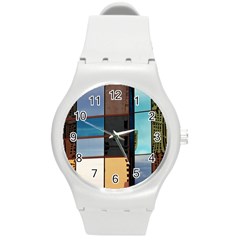 Glass Facade Colorful Architecture Round Plastic Sport Watch (m) by BangZart